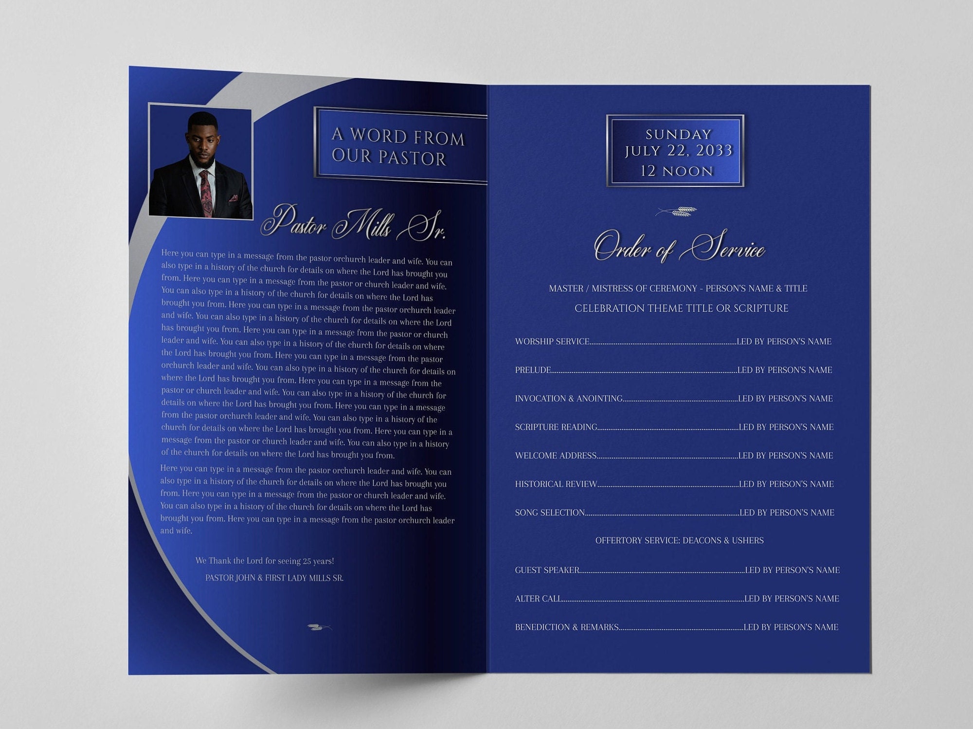 CORJL Church Program Template | Pastor Appreciation | Editable ...