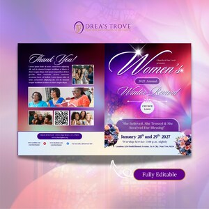 Womens Conference Program Template | True Revive Beauty / Peach Floral Booklet (Canva) immagine 3