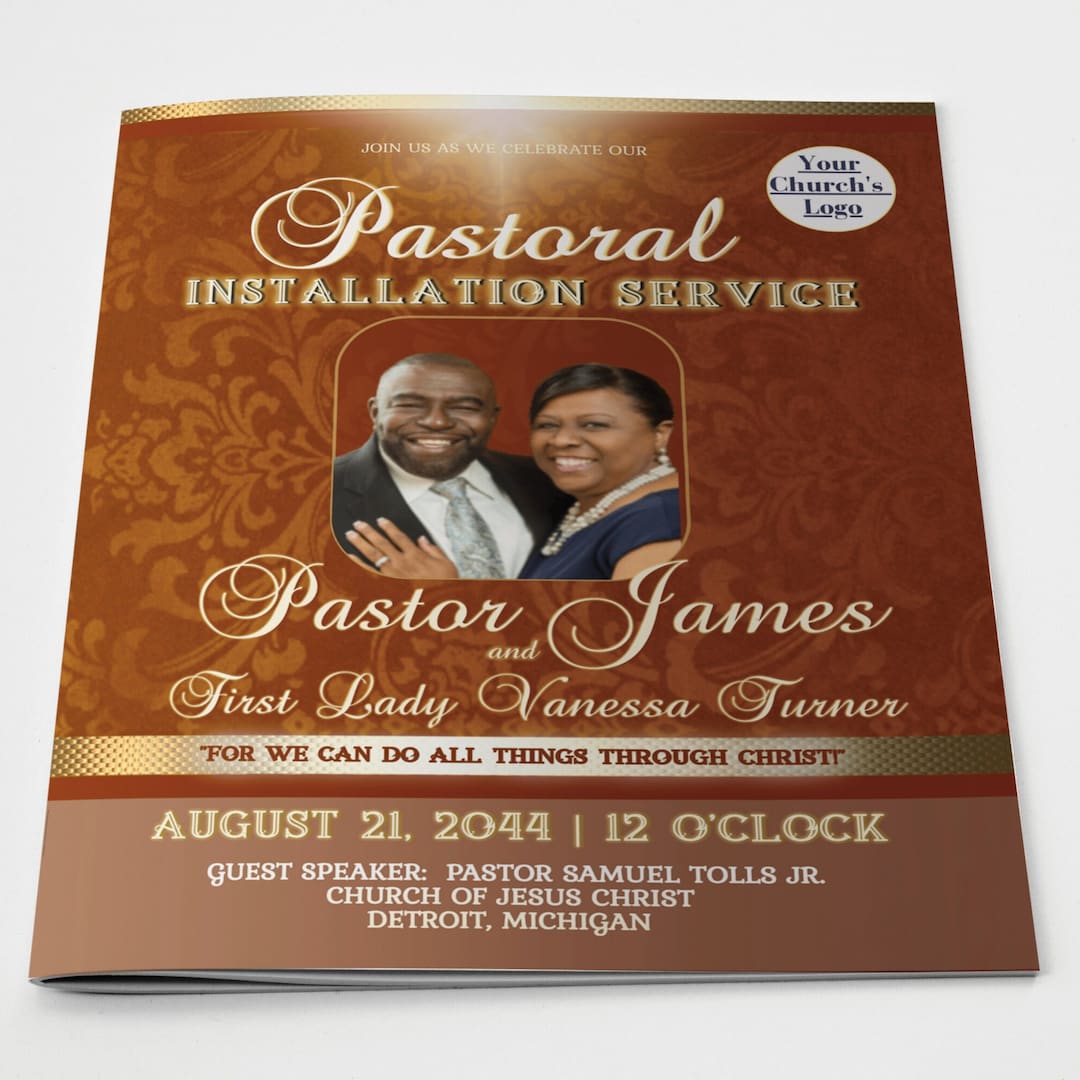 Pastoral Installation Pastor Program Template Editable in Corjl Vintage Pastoral Installation Pastor Program Template Editable in Corjl Vintage