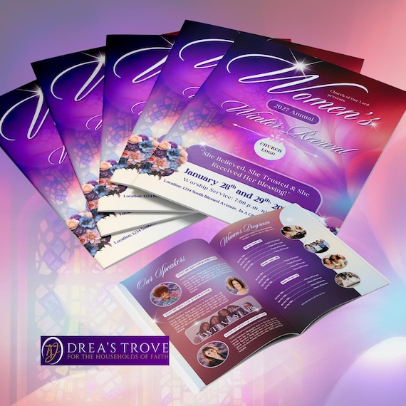 Womens Conference Program Template | True Revive Beauty / Peach Floral Booklet (Canva)