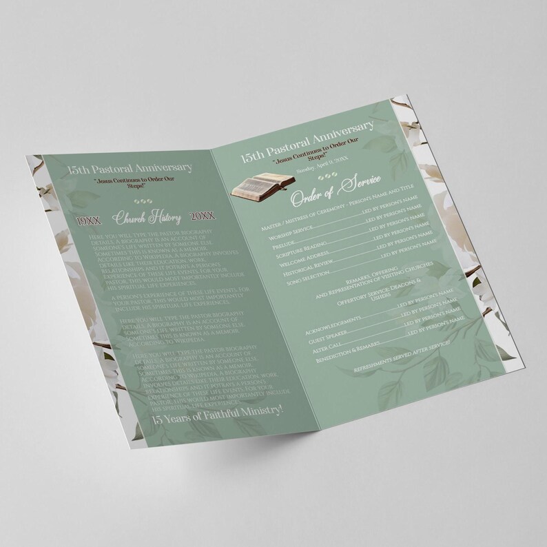 Mint Green Church Anniversary Program Template | Editable, Blessed ...