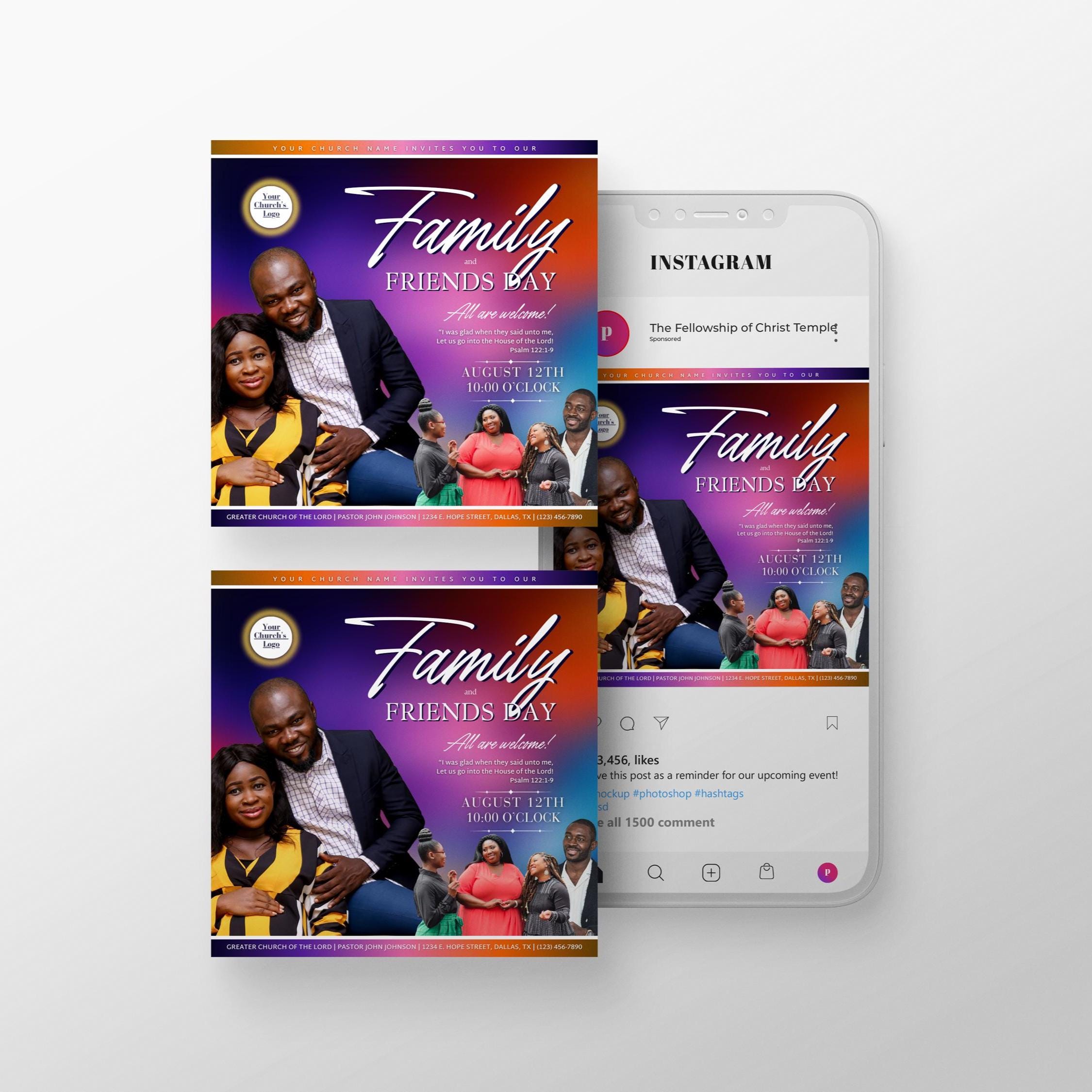 CANVA Family Friends Day Church Flyer Invitation | Canva | Church Family Day Announcement | Pastor Wife