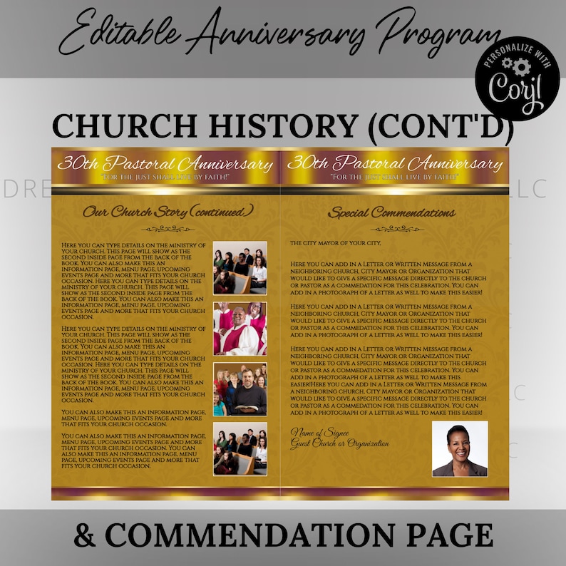 Pastor & Wife Church Anniversary Program Booklet Template Etsy