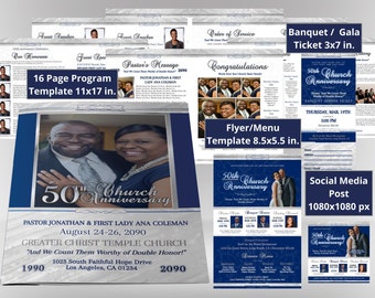 CORJL Church Anniversary Template Bundle 16 Page Program, Gala