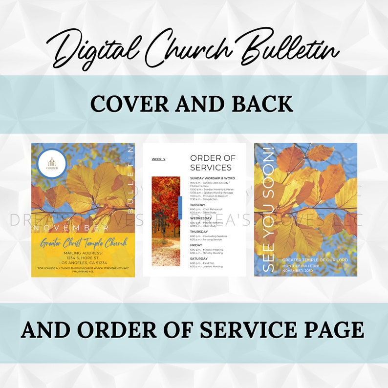Digital Church Bulletin Template Editable in Canva Size Etsy