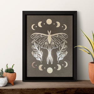 Lunar Moth and Moon Handmade Foil Art