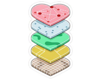 GIS Hearts Layer Stack Vinyl Sticker, Tech Decal