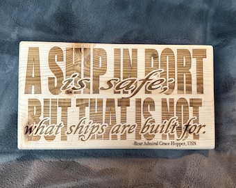 Grace Hopper Quote Wood Sign: Motivational Office Decor (10" x 5.5")