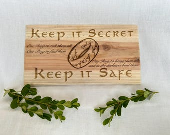 The One Ring Sign: Laser Engraved Cedar Wood Plank (5.5" x 10")