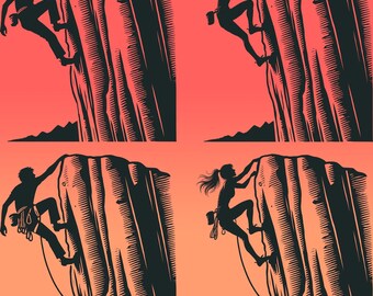 Rock Climbing Silhouette, Bouldering Design (svg, png, ai, dxf, lbrn2)