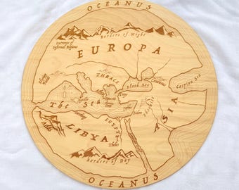 Ancient Greek World Map Laser Cut File: Clock Bundle (SVG, DXF, AI, LBRN2)