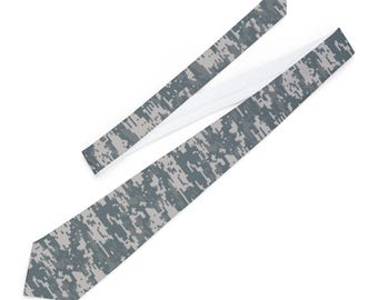 Krawatte mit Digital-Camouflage | Krawatte im Militärmuster, graues Camouflage-Accessoire