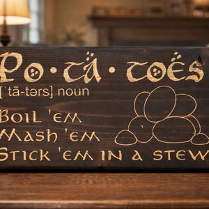 Samwise Gamgee Potatoes Sign (10" x 5.5" x .5" Wood)