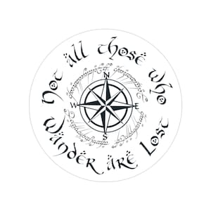 Pegatina de la Rosa de los Vientos: Inscripción Élfica, Vinilo Wanderlust (a partir de 5 x 5 cm)