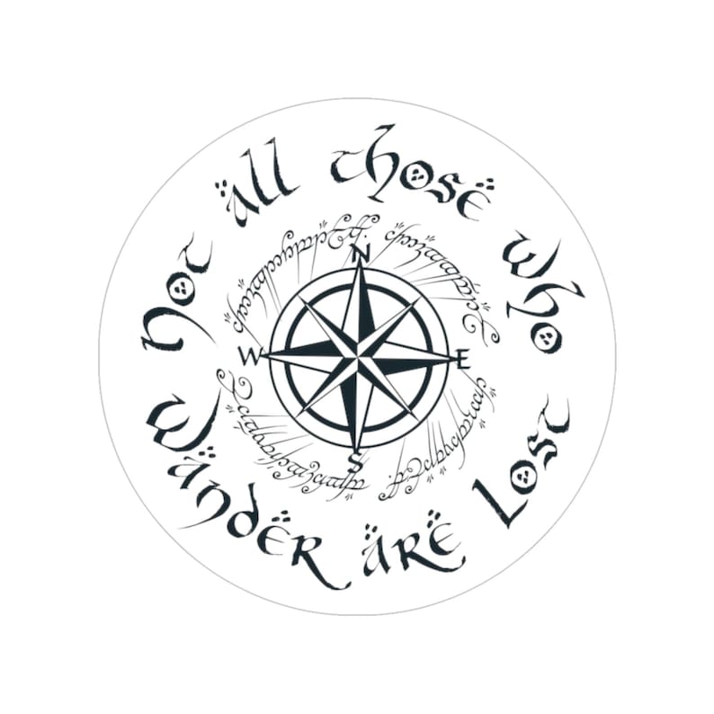 Compass Rose Sticker: Elvish Inscription, Wanderlust Vinyl Decal ...