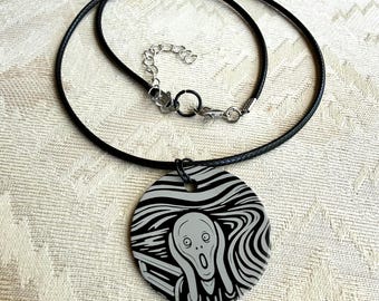 The Scream (by Munch) Laser-engraved Pendant Necklace | Customizable