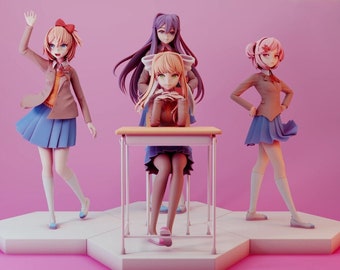 Doki Doki Literature Club Girl STL File 3D Printing Digital STL File Game Character Female Figure 0017