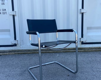 Black Leather designed cantilever Armchairs by Mart Stam for Fesam, 1980s