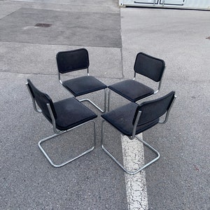 Set of 4 Marcel Breuer Cesca cantilever black  Chairs, 1980s
