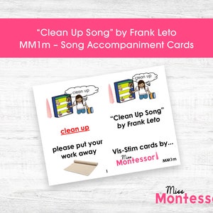 Chanson Clean Up MM1m | Circle Time Vis-Stim à l'unité | Cartes de chansons visuelles