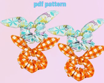 DIY Knot Bow Scrunchie Pattern,  Bunny Ear, Knotted Scrunchie, Scrunchie with Bow, Scrunchie Pattern PDF, Printable Bow Scrunchie Pattern