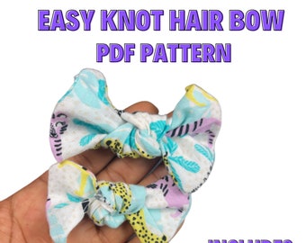 Knot Hair Bow Pattern, Hair Bow Template, Hair Bow Pdf, Beginner Sewing Pattern,  Hair Bow Pattern, Pdf sewing pattern