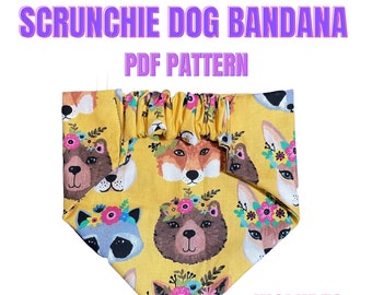 Slip On Dog Bandana Template - Dog  Bandana Pattern with elastic- Dog Sewing Pattern Elastic Dog Bandana Pattern - PDF Printable pattern