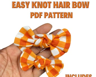 Knot Hair Bow Pattern, Hair Bow Template, Hair Bow Pdf, Beginner Sewing Pattern,  Hair Bow Pattern, Pdf sewing pattern