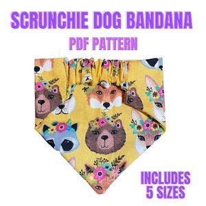 Slip On Dog Bandana Template - Dog  Bandana Pattern with elastic- Dog Sewing Pattern Elastic Dog Bandana Pattern - PDF Printable pattern