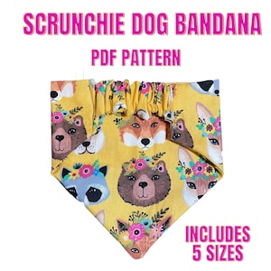 Scrunchie Dog Bandana Pattern -Dog Bandana Pattern with elastic- Make a Scrunchie Style Bandana for your Dog- Bandana Pattern Pdf Pattern