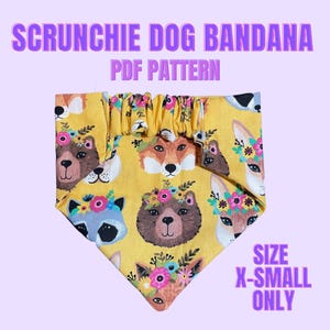 X-Small Scrunchie Dog Bandana Pattern - Dog Bandana Pattern with elastic - Scrunchie Style Bandana Pattern- Elastic Dog Bandana PDF Pattern