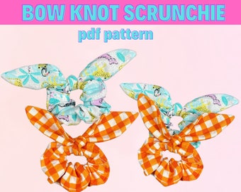 DIY Knot Bow Scrunchie Pattern,  Bunny Ear, Knotted Scrunchie, Scrunchie with Bow, Scrunchie Pattern PDF, Printable Bow Scrunchie Pattern