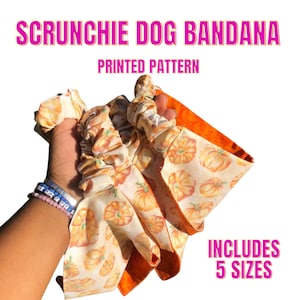 PRINTED Scrunchie Dog Bandana Pattern - Dog Bandana Pattern with elastic - Scrunchie Style Bandana Pattern- Elastic Dog Bandana Pattern