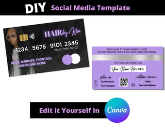 Business Card with QR Code, Credit Card Style, Credit Business Card, DIY Business Card, Credit Card Styled, Credit Card Design, Purple