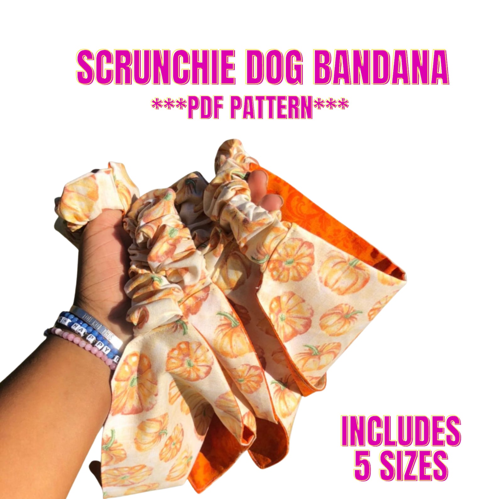 Scrunchie Dog Bandana Pattern Slide On Dog Bandana Pattern - Etsy