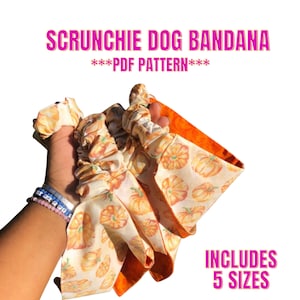 Scrunchie Dog Bandana Pattern - Slide On- Dog Bandana Pattern with Elastic- Elastic Dog Bandana Pattern-  PDF PATTERN- Dog Pattern Printable