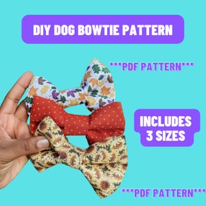 Dog Bow Tie Pattern with Elastic - Printable Sewing Pattern- Pattern PDF - Digital/Instant Download - how to make a dog bow tie with elastic