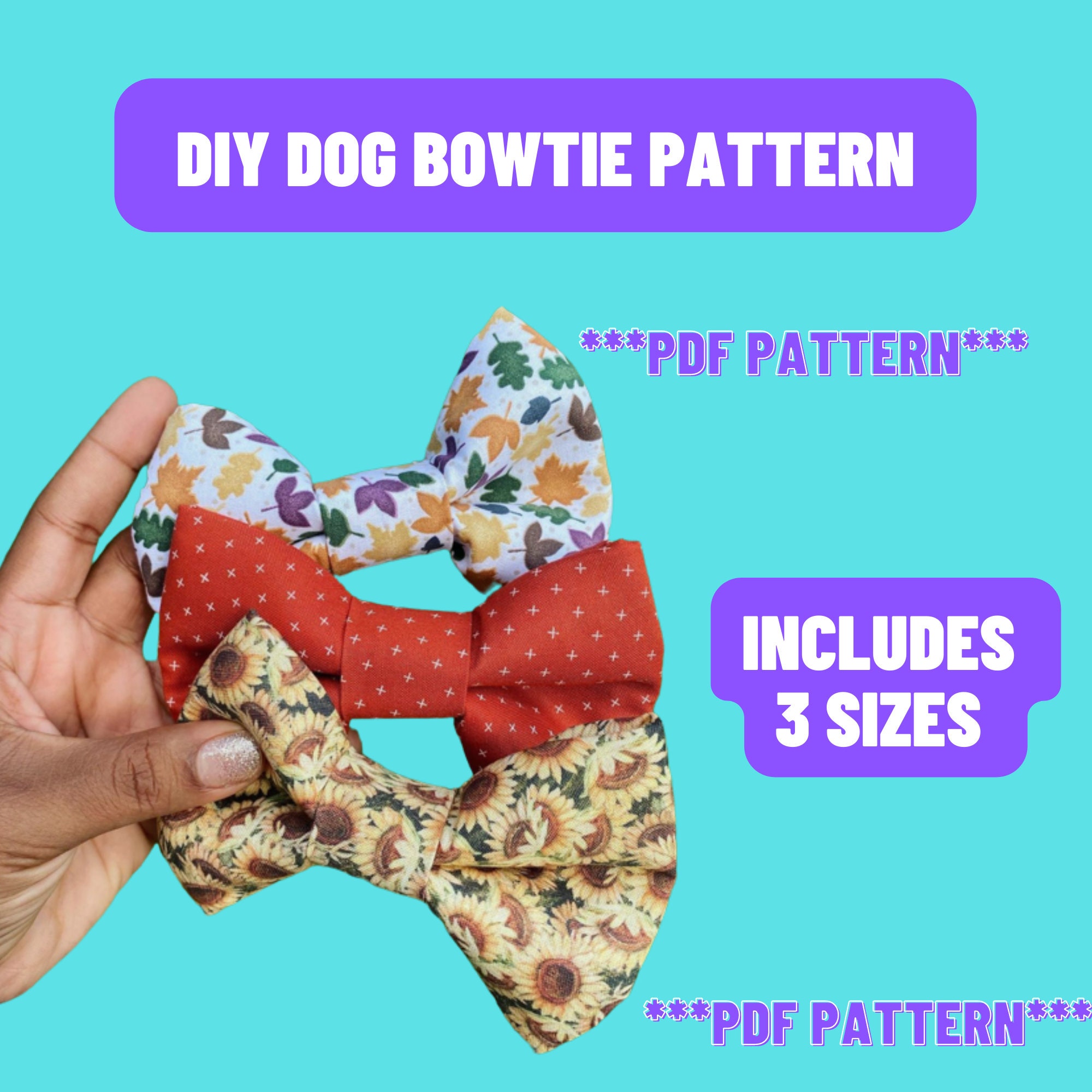 Dog Bow Tie Pattern With Elastic Printable Sewing Pattern Pattern PDF Digital/instant Download How to Make a Dog Bow Tie With Elastic - Etsy