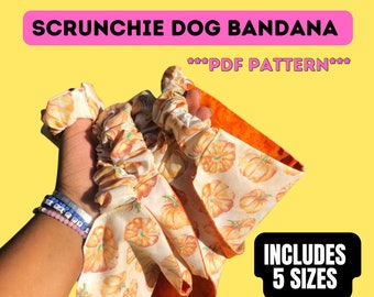 Scrunchie Bandana Dog Pattern - Slip on Dog Bandana Pattern- Elastic Dog Bandana Pattern -PDF PATTERN-  - Pet Bandana Printable Pattern