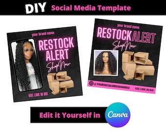 Restock Flyer, Restock Alert Flyer, New Arrivals Flyer, Sale Flyer, Hair Flyer, Lash Flyer, Beauty Flyer, DIY Canva Template, Boutique Flyer