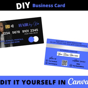 Business Card with QR Code, Credit Card Style, Credit Business Card, DIY Business Card, Credit Card Styled, Credit Card Design, Blue