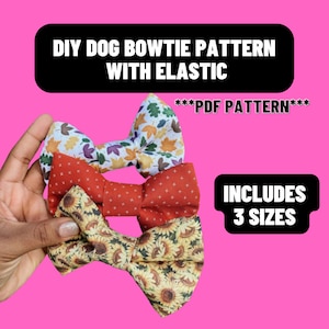 Dog Bow Tie Pattern with Elastic - Printable Sewing Pattern- Pattern PDF - Digital/Instant Download - how to make a dog bow tie with elastic