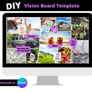 DIY Digital Vision Board Template, Law of Attraction Board,  Manifestation Board Template, Virtual Dream Board 2022 Template, Goal Board