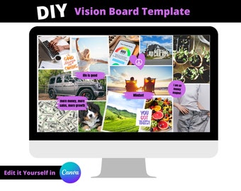 DIY Digital Vision Board Template, Law of Attraction Board,  Manifestation Board Template, Virtual Dream Board 2022 Template, Goal Board