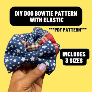 Dog Bow Tie Pattern with Elastic - Printable Sewing Pattern- Pattern PDF - Digital/Instant Download - how to make a dog bow tie with elastic
