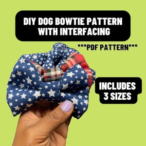 Dog Bow Tie Pattern with Elastic - Printable Sewing Pattern- Pattern PDF - Digital/Instant Download - how to make a dog bow tie with elastic