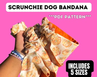 Scrunchie Dog Bandana Pattern - Dog Bandana Pattern with elastic - Scrunchie Style Bandana Pattern- Elastic Dog Bandana Pattern PDF Pattern