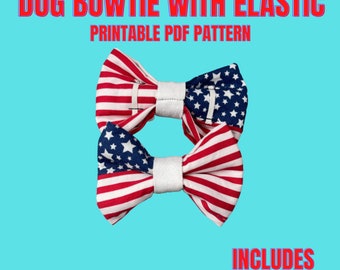 Dog Bow Tie Pattern with Elastic - Printable Sewing Pattern- Pattern PDF - Digital/Instant Download - how to make a dog bow tie with elastic