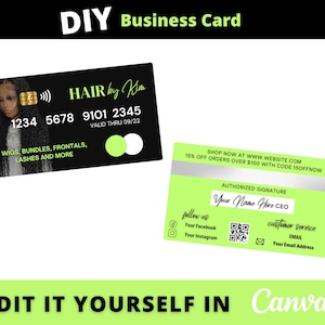Business Card with QR Code, Credit Card Style, Credit Business Card, DIY Business Card, Credit Card Styled, Credit Card Design, Green