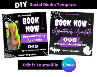 DIY Halloween Flyer, Appointments Available Flyer, Book Now Flyer, Lash Tech Flyer, Hair Flyer, Book Now Template, Social Media Flyer,